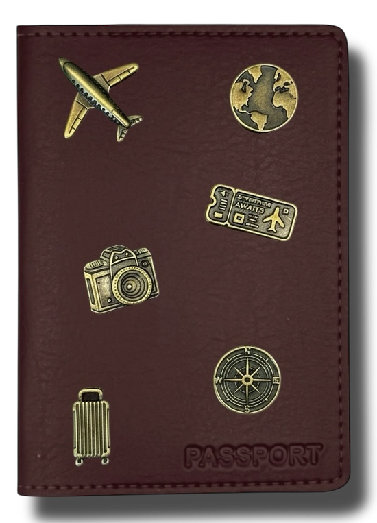 COMBO TRAVEL LOVER - Case atlas passport + 6 PINS - Bordeaux