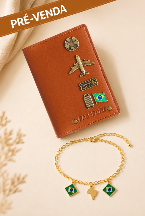 Combo Novas Histórias | Collab Anexo + Simbora | Case europa + 5 PINS + Pulseira - Gold